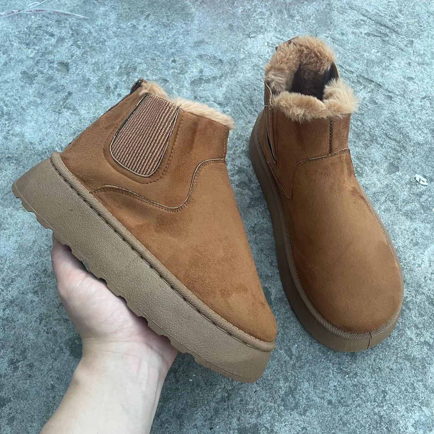 Flat Thick-Soled Warm Plush Ankle Boot