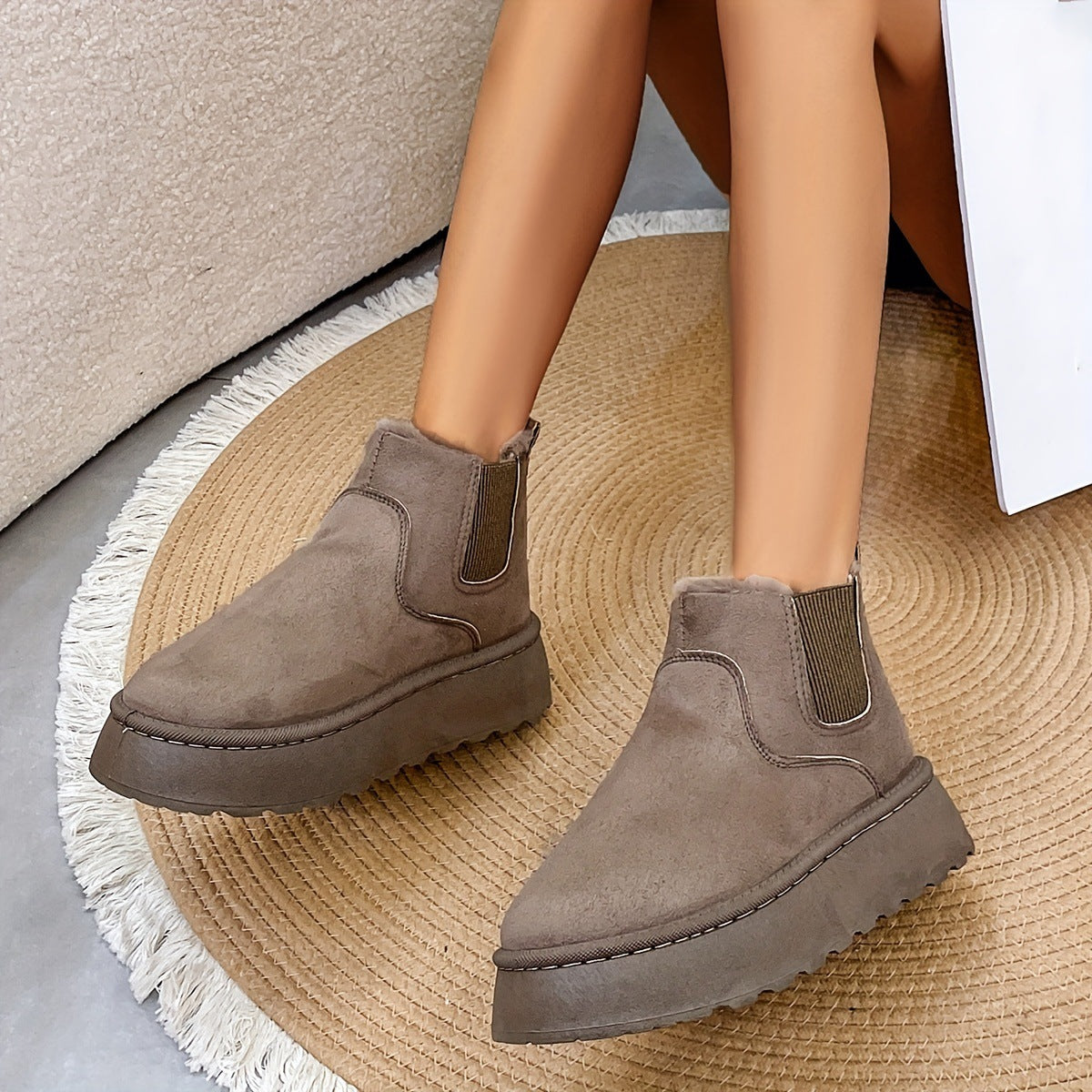 Flat Thick-Soled Warm Plush Ankle Boot