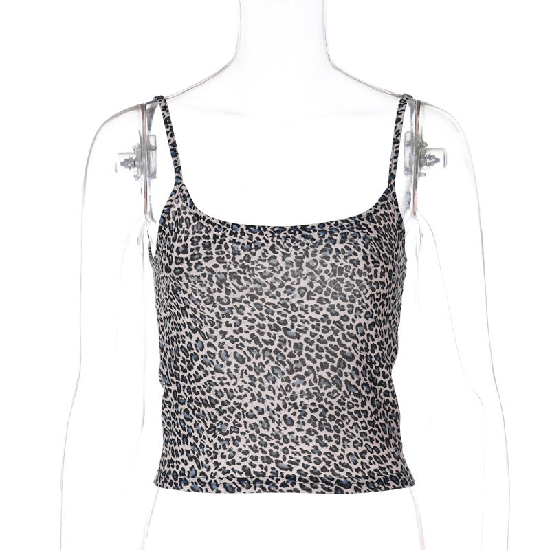 Leopard Print Cropped Singlet Top