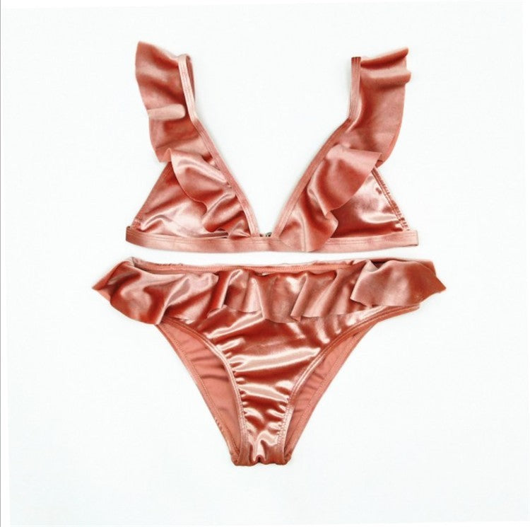 Velvet Ruffle Bikini