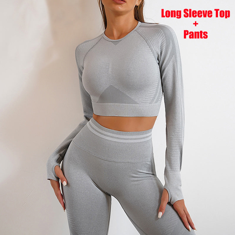 Seamless Yoga Leggings & Long Sleeve Top