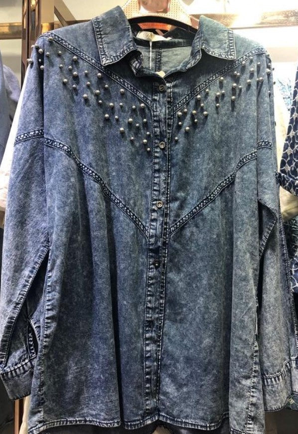 Embellished Denim Shirt