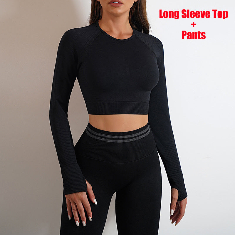 Seamless Yoga Leggings & Long Sleeve Top