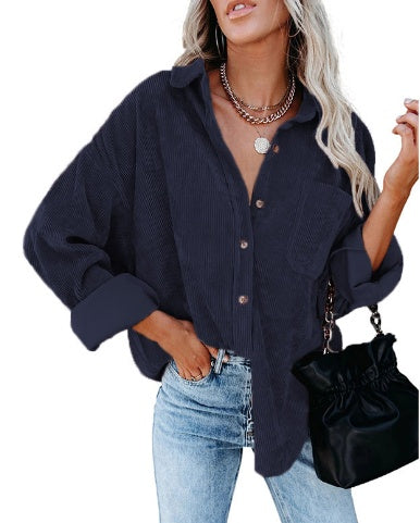 Oversized Corduroy Button Up Shirt