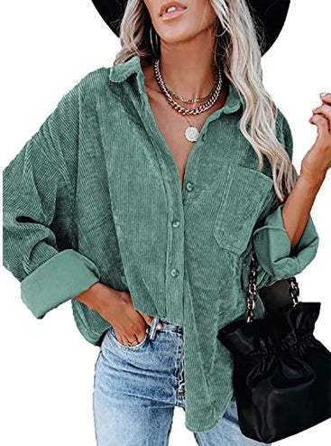 Oversized Corduroy Button Up Shirt