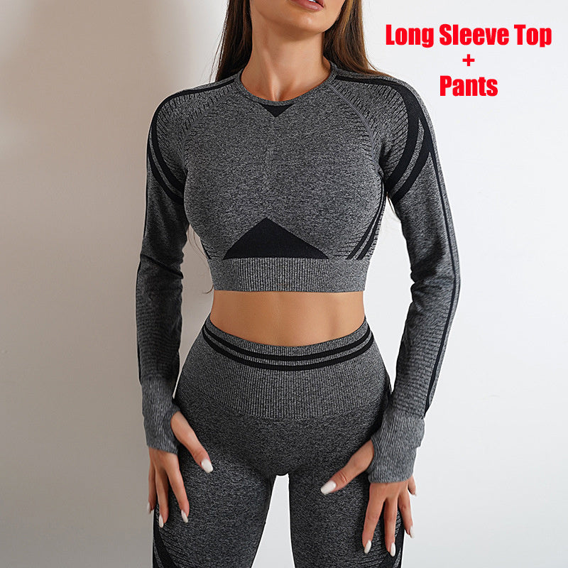 Seamless Yoga Leggings & Long Sleeve Top