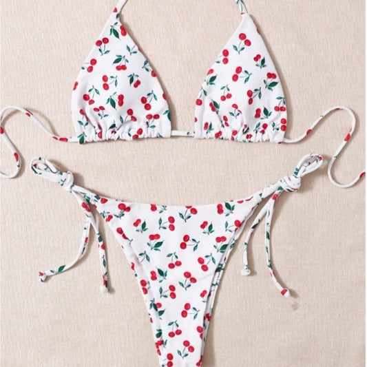 Cherry Print Thong Bikini