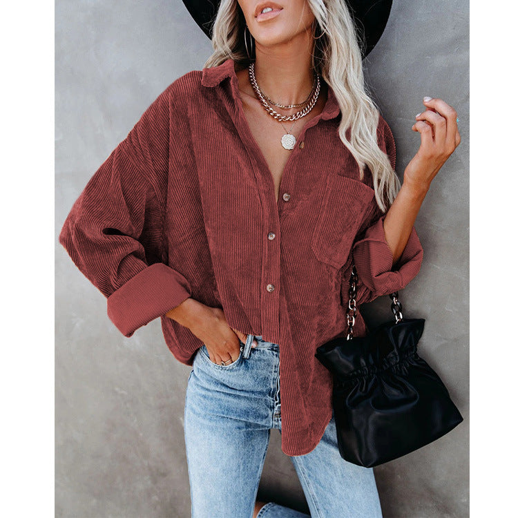 Oversized Corduroy Button Up Shirt