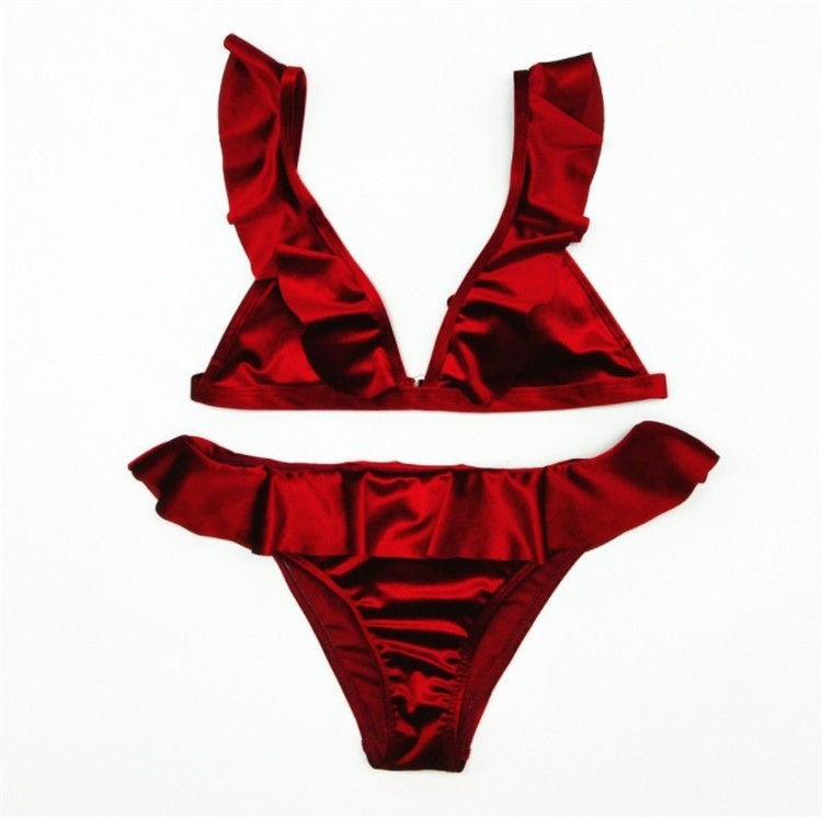 Velvet Ruffle Bikini