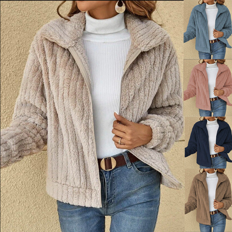 Fleece Lapel Cropped Jacket