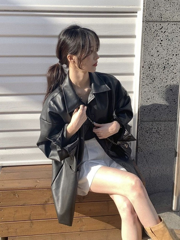 Oversized Leather Look Jacket