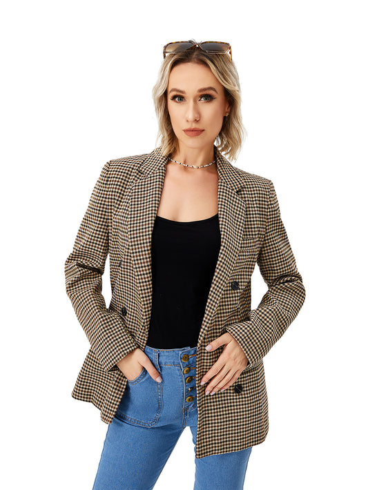 Checked Double Breasted Blazer