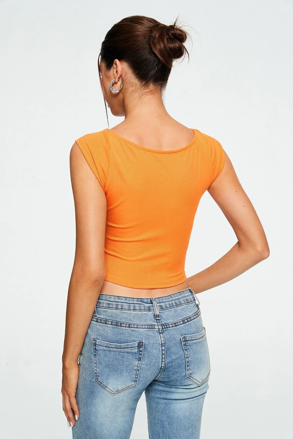 Sweetheart Neck Ribbed Crop Top