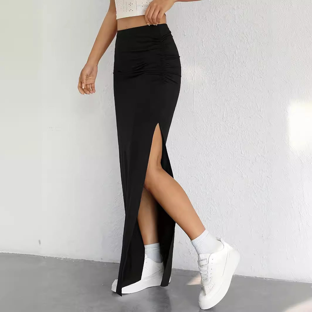 Stretch Maxi Skirt With Split