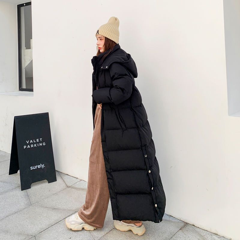 Long Puffer Jacket With Side Splits