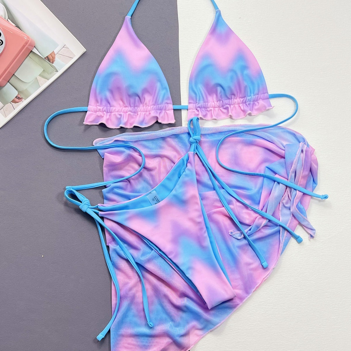 Tie-dye Bikini & Skirt Set