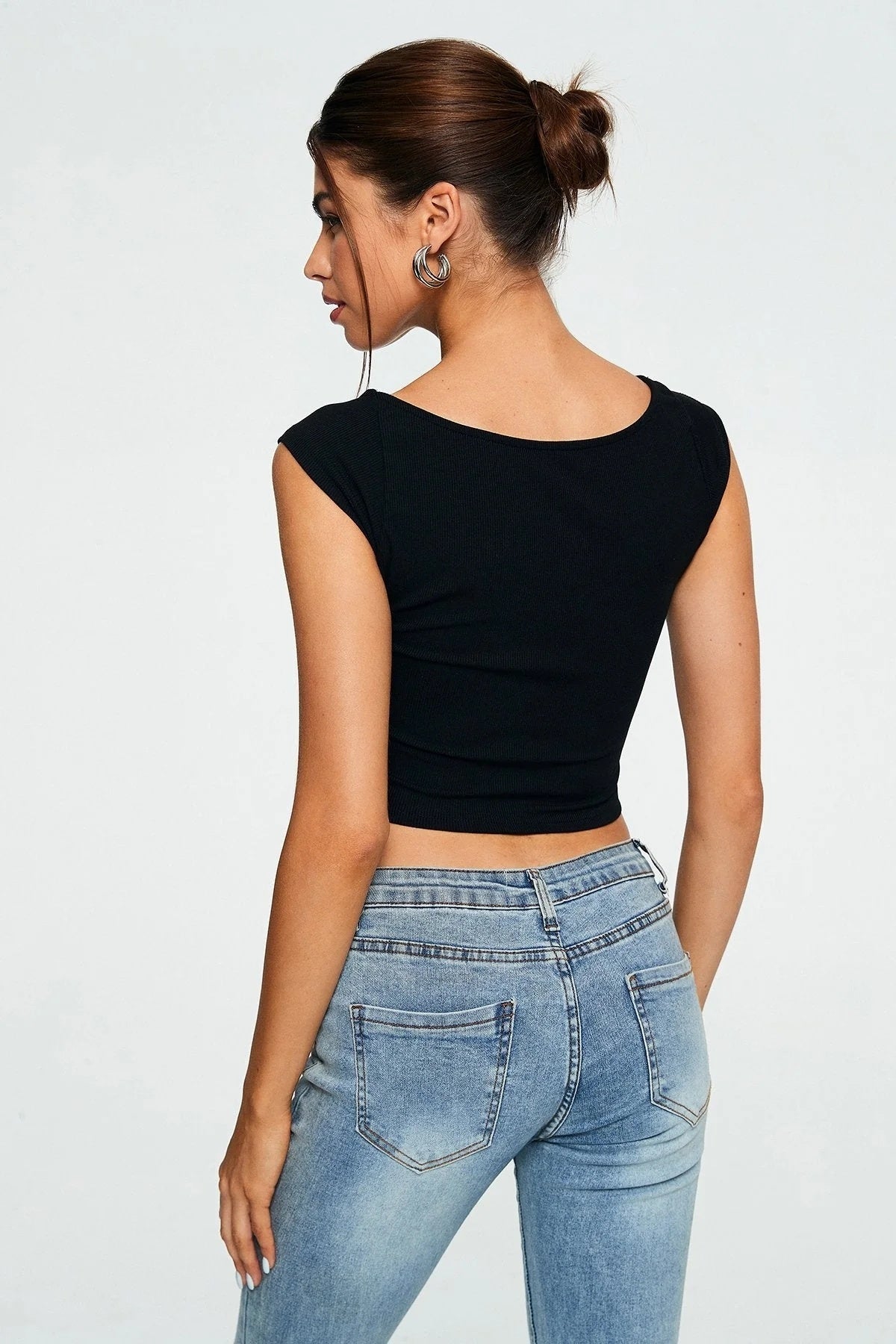 Sweetheart Neck Ribbed Crop Top