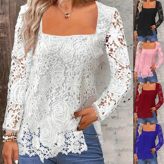 Long Sleeved Floral Lace Shirt