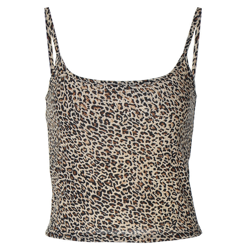 Leopard Print Cropped Singlet Top