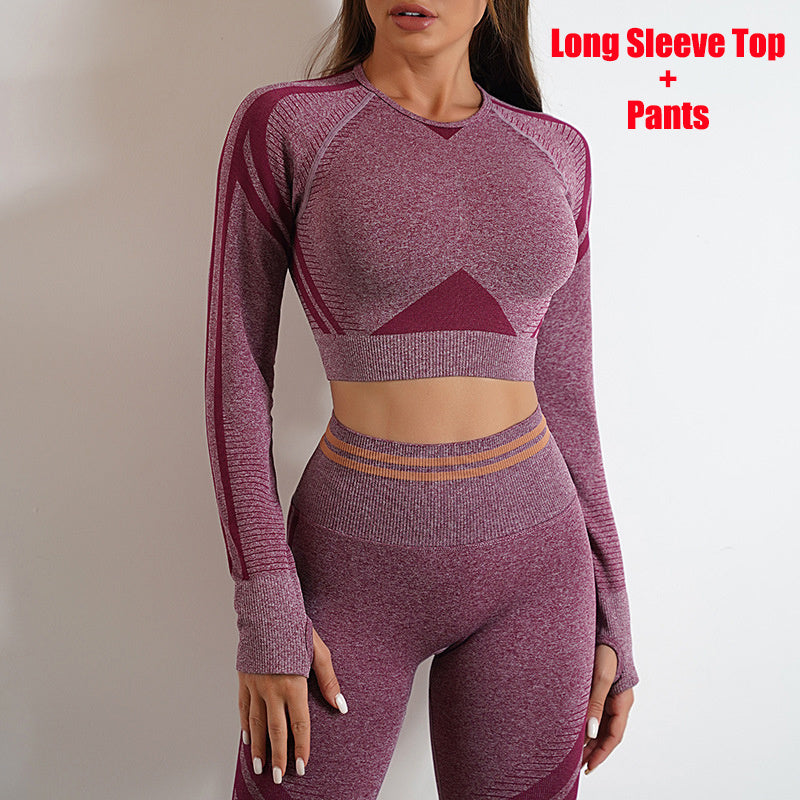 Seamless Yoga Leggings & Long Sleeve Top