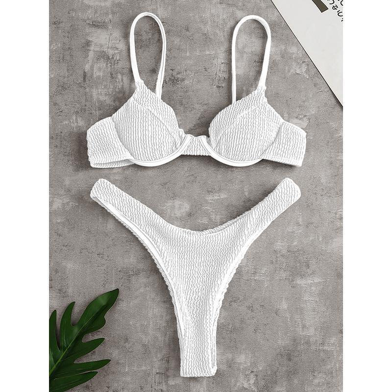 Push Up Solid Ribbed Bikini