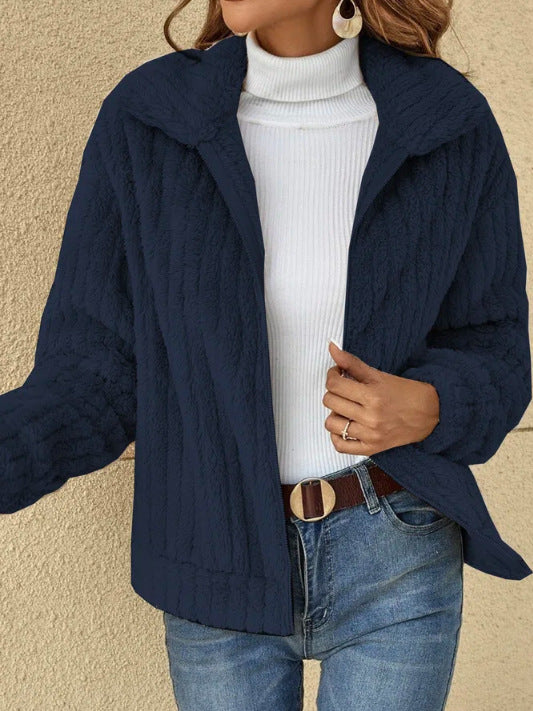 Fleece Lapel Cropped Jacket