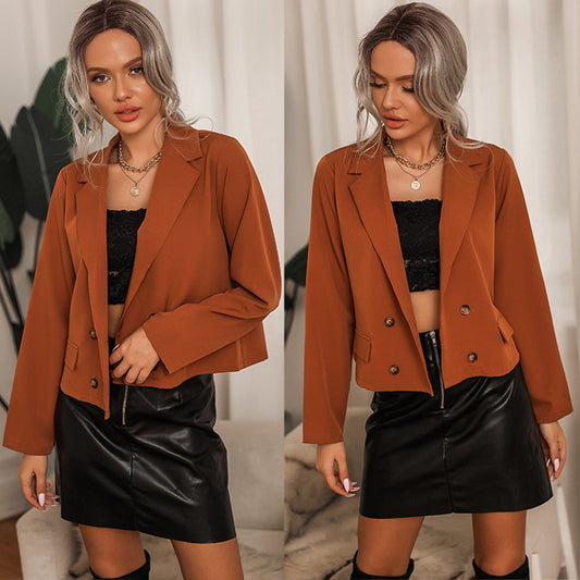 Double Breasted Cropped Blazer