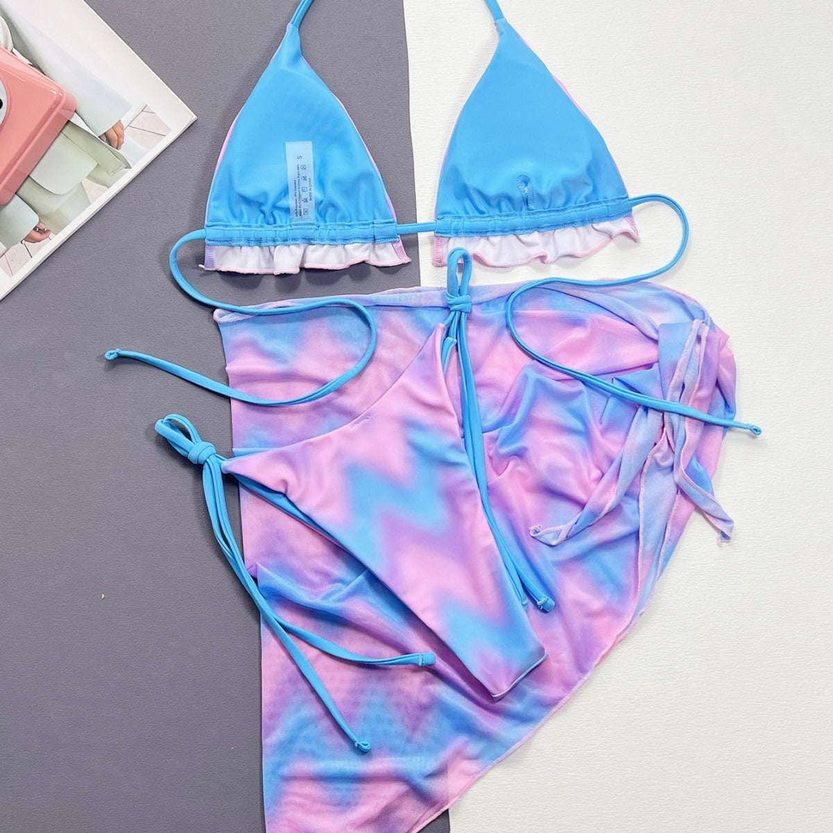 Tie-dye Bikini & Skirt Set