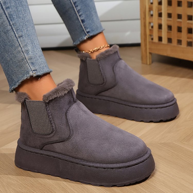 Flat Thick-Soled Warm Plush Ankle Boot