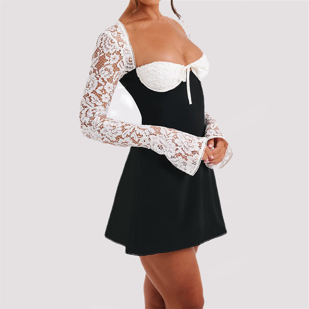 Long Sleeve Lace Mini Dress