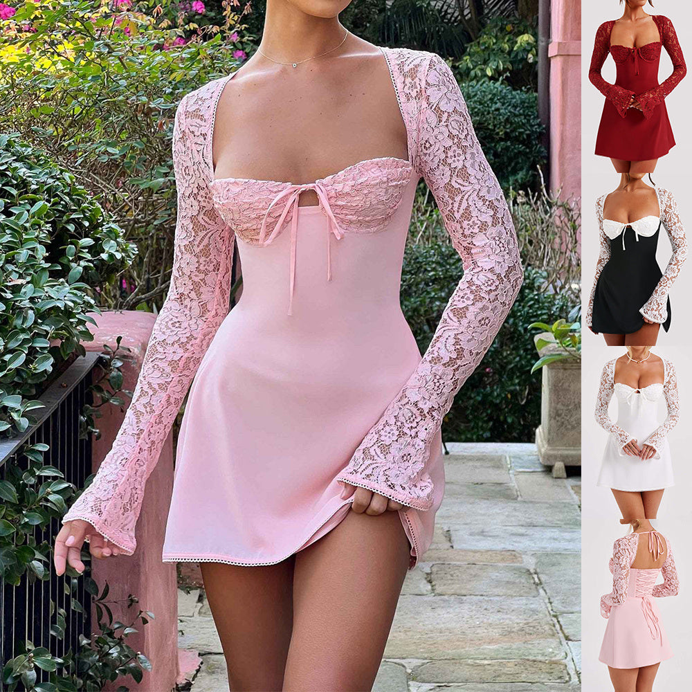 Long Sleeve Lace Mini Dress