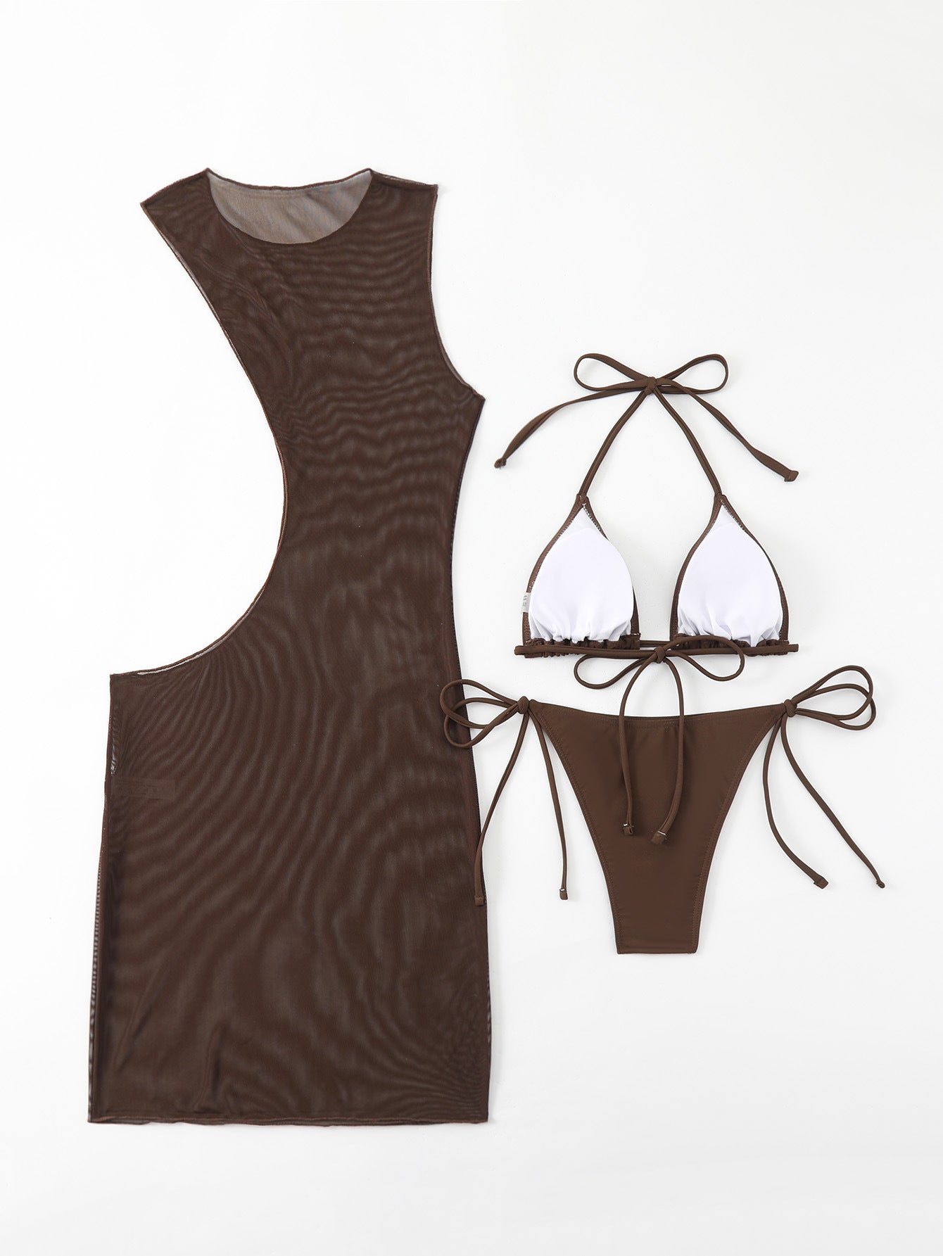 Thong Bikini & Mesh Dress Set