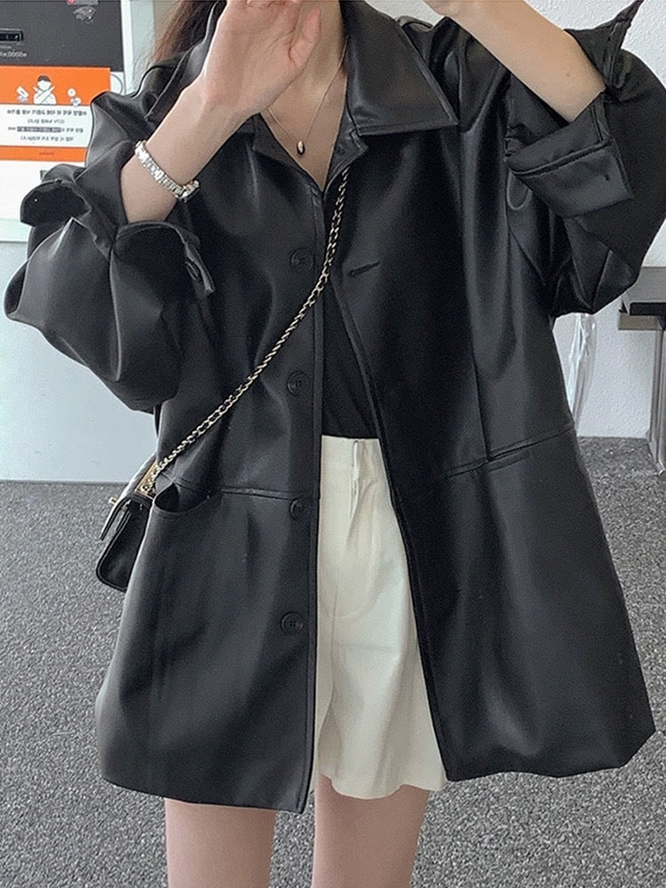 Oversized Leather Look Jacket