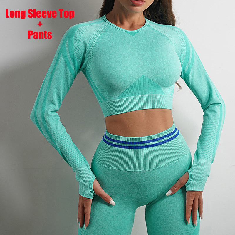 Seamless Yoga Leggings & Long Sleeve Top