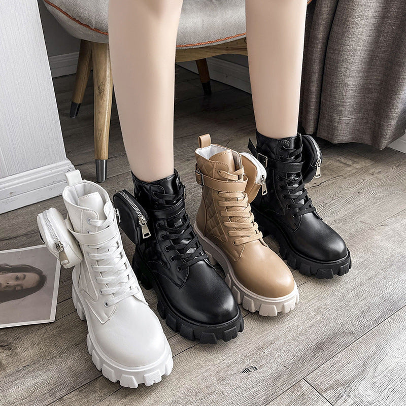 Chunky Boots With Attached Mini Purse