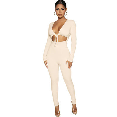 Lace-up Cutout Long Sleeve Slim Fit Bodysuit