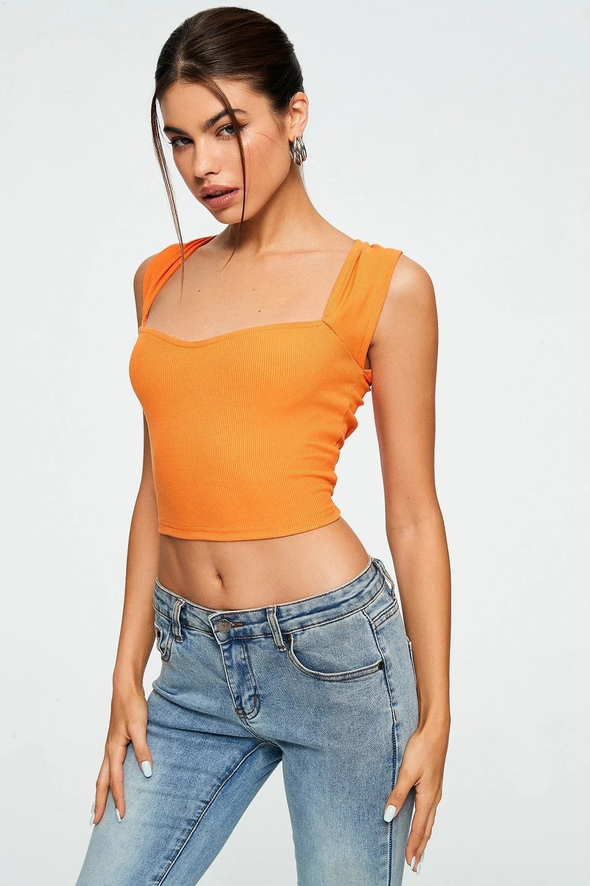 Sweetheart Neck Ribbed Crop Top