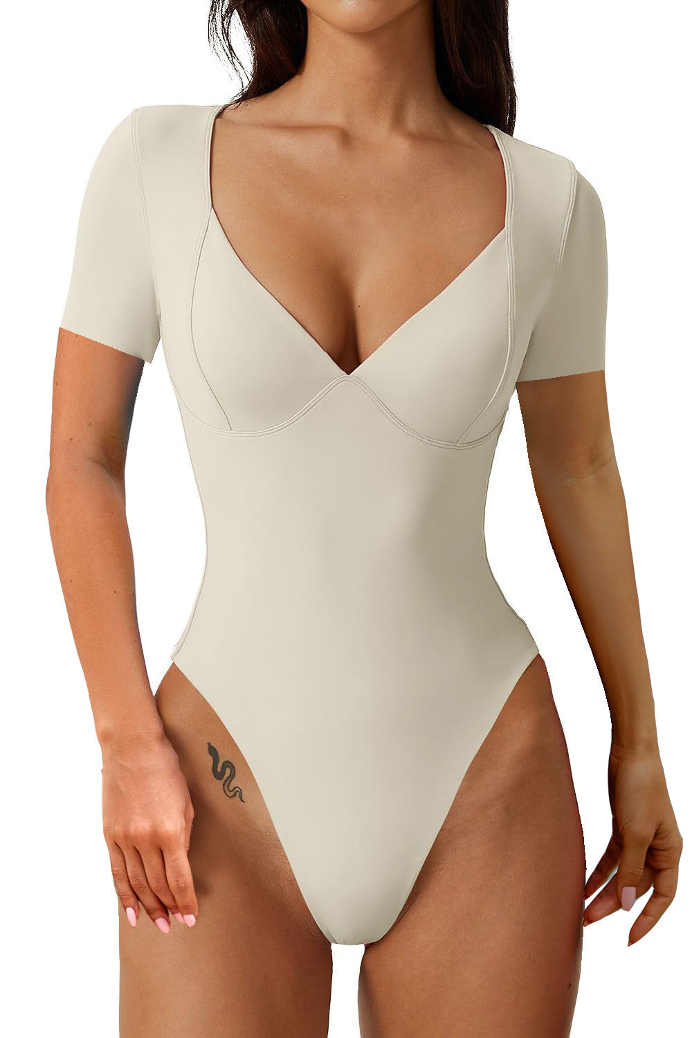 Short Sleeve V Neck Bodysuit