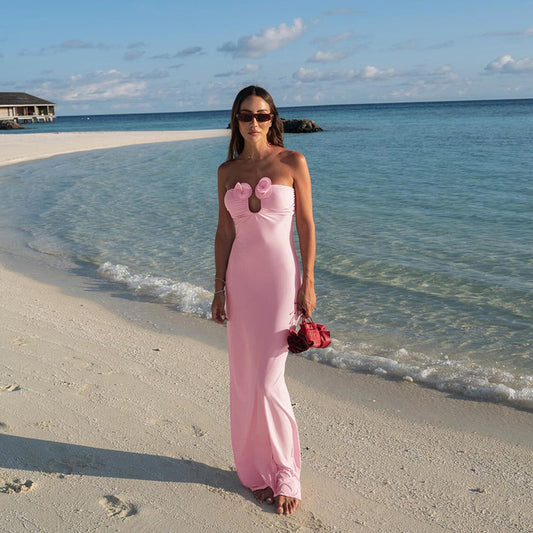 Strapless Dress With Attached Flowers