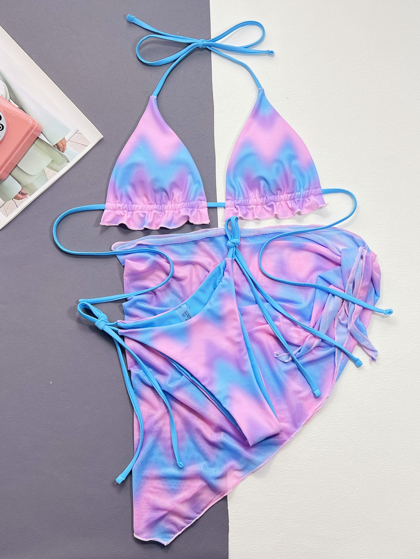 Tie-dye Bikini & Skirt Set