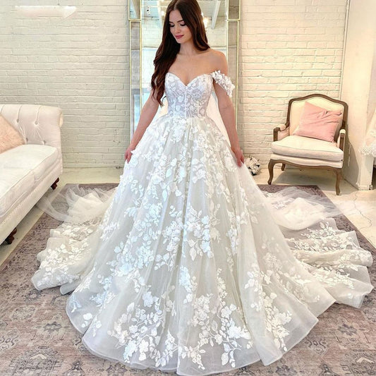 Off The Shoulder Lace Wedding Dress