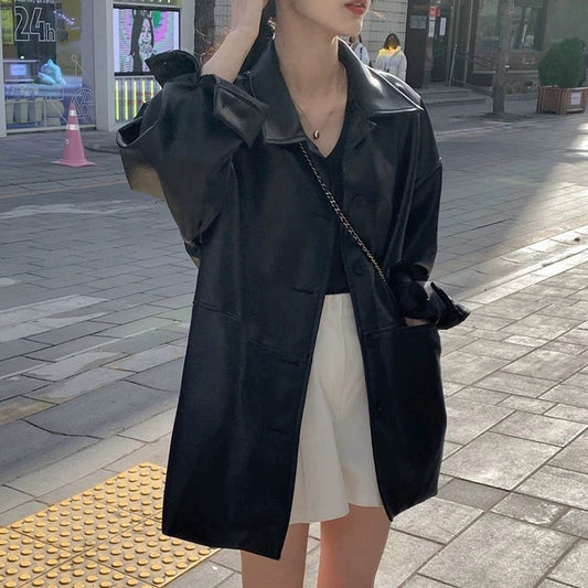 Oversized Leather Look Jacket