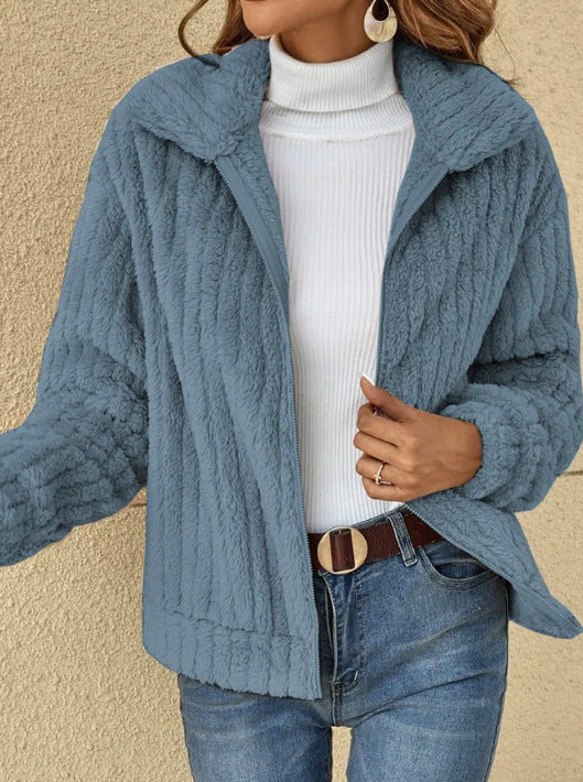 Fleece Lapel Cropped Jacket