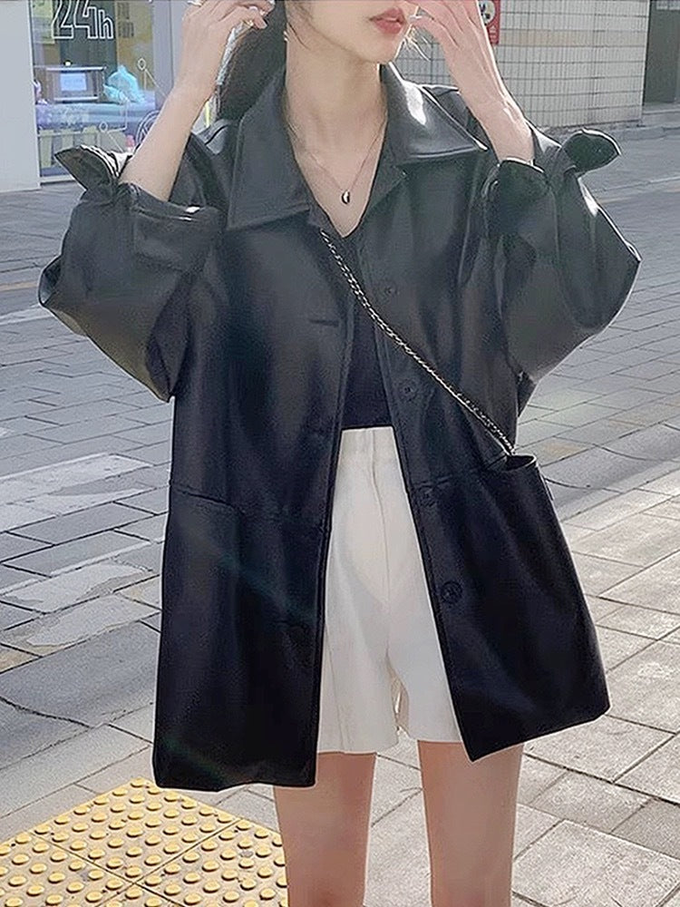 Oversized Leather Look Jacket