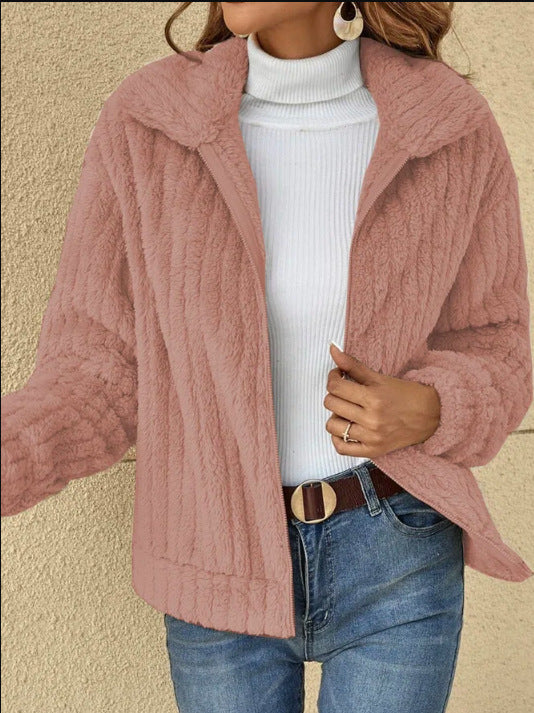 Fleece Lapel Cropped Jacket