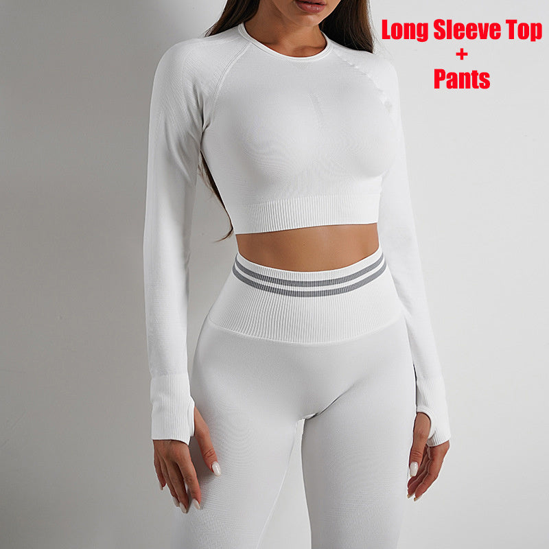 Seamless Yoga Leggings & Long Sleeve Top