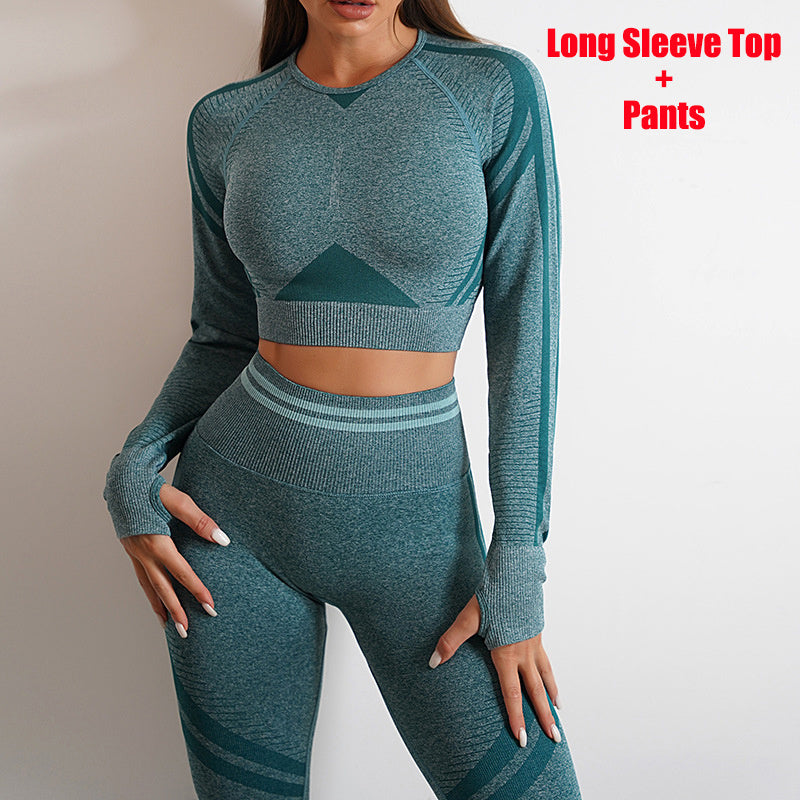 Seamless Yoga Leggings & Long Sleeve Top