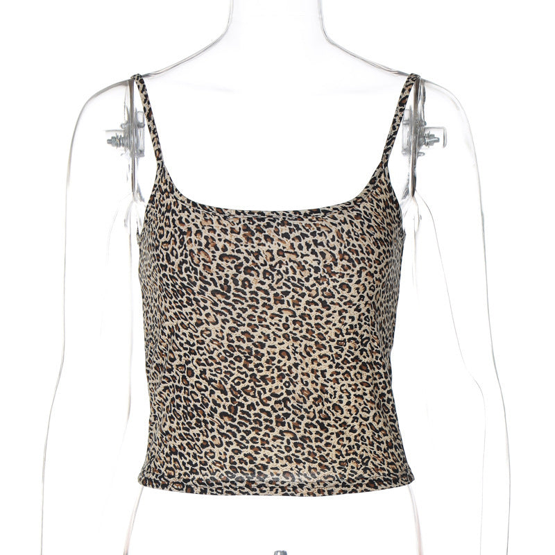 Leopard Print Cropped Singlet Top