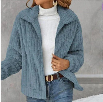 Fleece Lapel Cropped Jacket